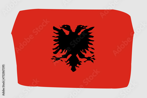 Albania flag - painted design vector illustration. Vector brush style
