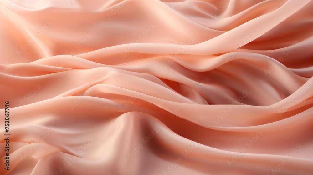 Obraz premium Soft silk fabric in a peach fuzz color as a background. Top view.