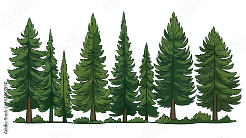 Hand drawn cartoon doodle of woodland pine trees  photo