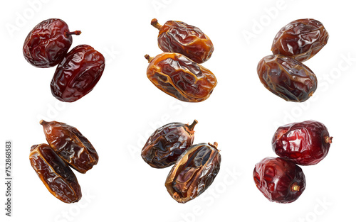 Collection of dates fruit isolated on a transparent background, PNG