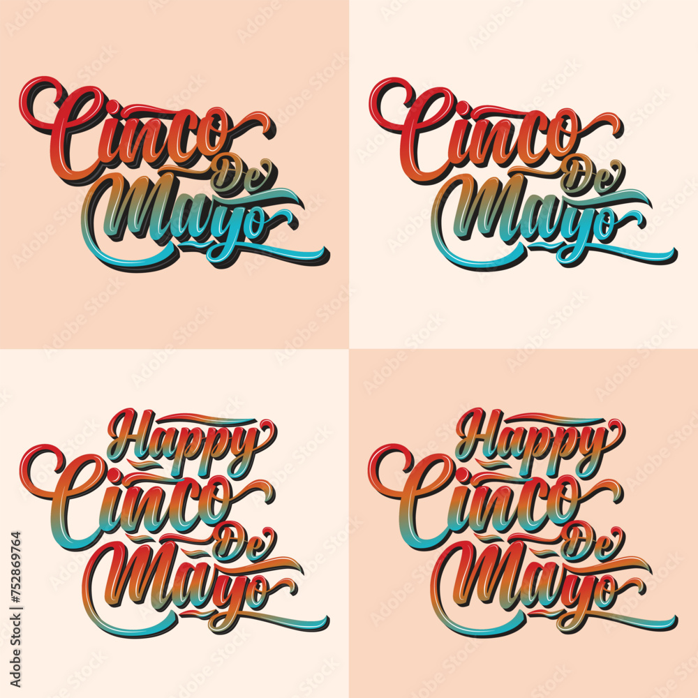 Happy Cinco De Mayo typography T-shirt Design. May 5 holiday in Mexico.