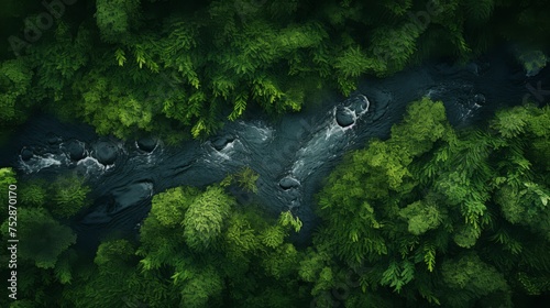 Lush green forest from above, vibrant nature background