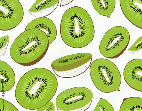Bright vector illustration of colorful fresh kiwi isolated on white