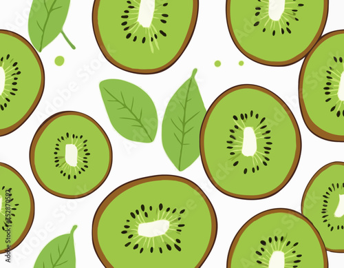 Bright vector illustration of colorful fresh kiwi isolated on white