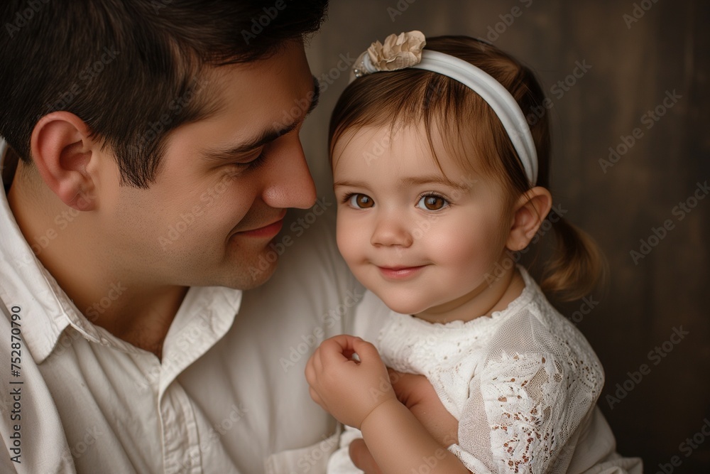 Father and little daughter hugging.