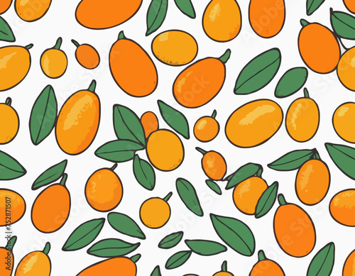 Hand drawn colorful set of kumquat 