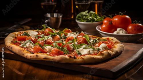 Taste of Naples: Thin-Crust Pizza topped with San Marzano Tomatoes, Fresh Mozzarella, Basil
