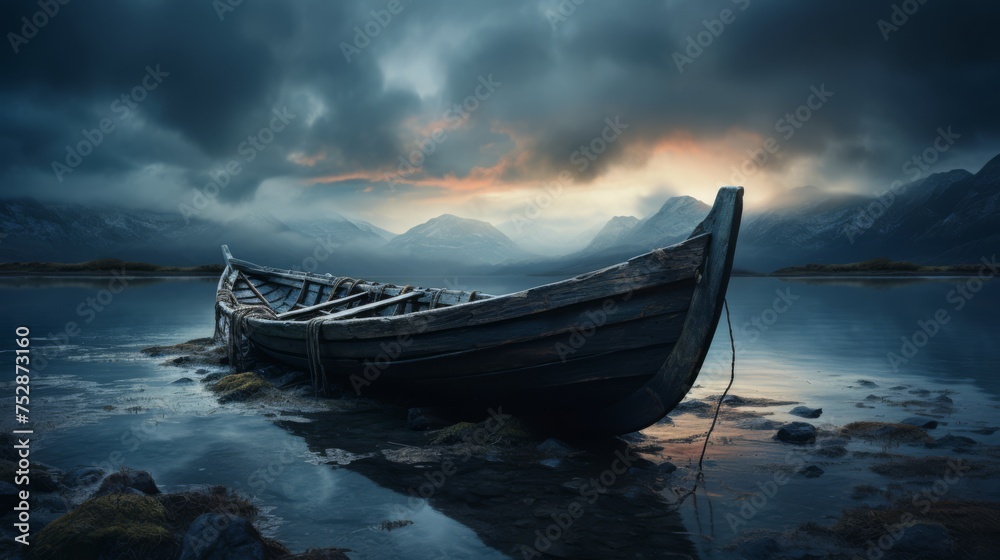 Overcast sky above a turbulent sea, metaphor for emotional stress Overcast sky above a turbulent sea, metaphor for emotional stress