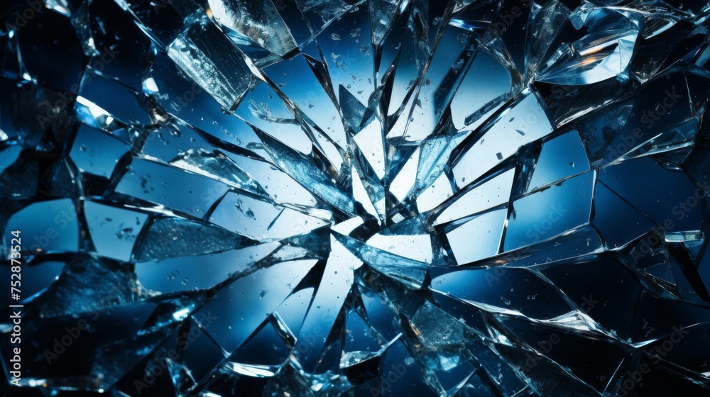 Shattered glass, symbolizing the breaking point of stress - obrazy, fototapety, plakaty 
