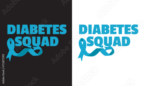 Diabetes Squad Tee Shirt Vector, Diabetes Awareness Tee Shirt Vector, Gift for Diabetic Patients, Shirt Design with Blue Ribbon