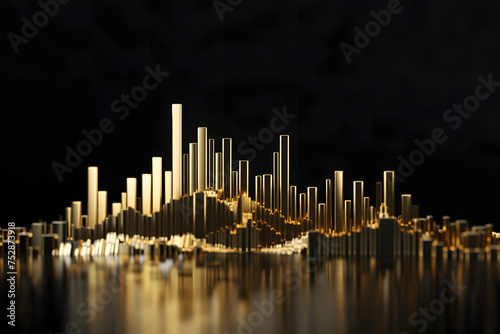 Isolated infograhic stock market chart award in gold and black color