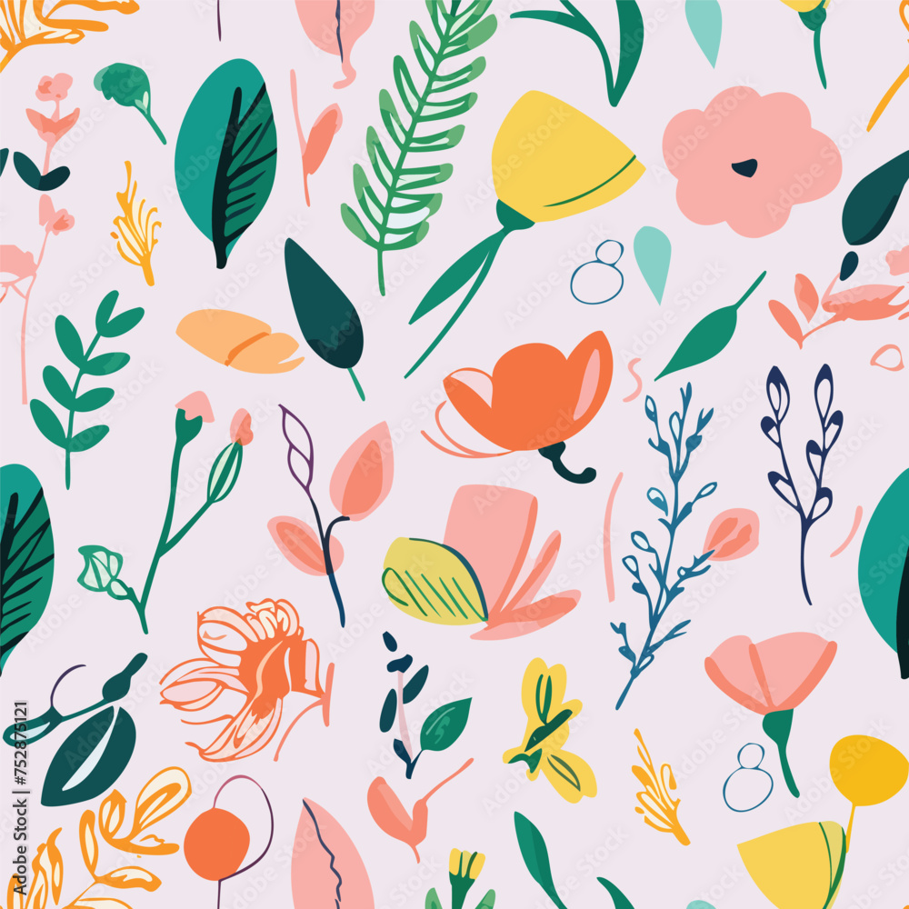 Fototapeta premium Seamless floral pattern with pink peony flowers. Retro collage pattern. Contemporary print for wedding stationary, greetings, wallpapers, fashion, backgrounds, textures, DIY, wrappers, cards