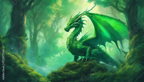 green dragon in the forest