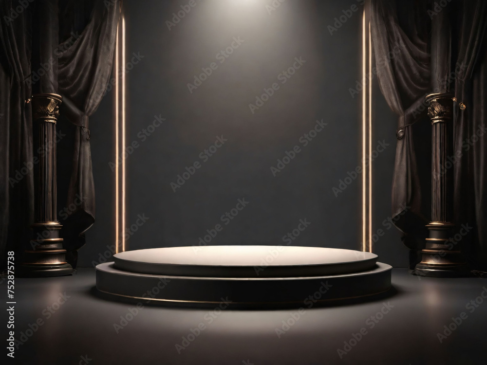 Black podium background or product display, vector 3d stand. Podium stage or platform and realistic pedestal for product presentation beautiful stage display. Black podium background or product display, vector 3d stand. Podium stage or platform and realistic pedestal for product presentation beautiful stage display.