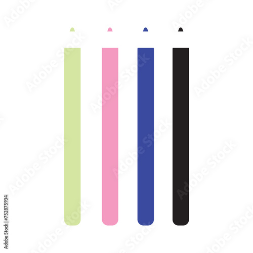 Multicolored Eyeliner Pencil Icon Set