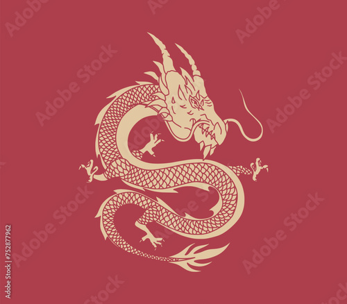 Year of the dragon zodiac sign. Happy Chinese new year 2024. Vector illustration.