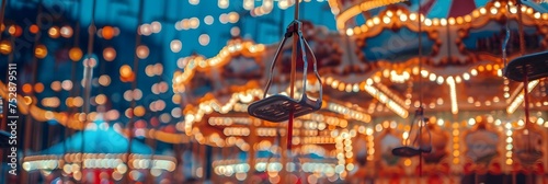 Blurry Carousel with Lights at Night, To convey a sense of nostalgia and motion in a unique and abstract way