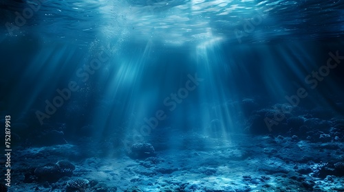 Light Rays on Ocean Seabed, To evoke a sense of calm and tranquility, this image is perfect for use in underwater exploration videos, nature