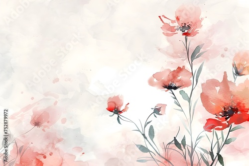 Minimalist Watercolor Poppy Flowers, To provide a simple and elegant design element for various commercial and personal uses, such as advertising,