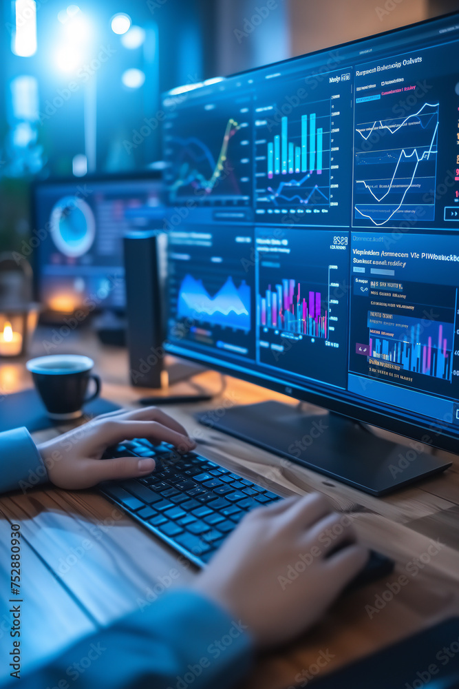 A computer technician and software analyst programming a computer for a sales and marketing business while on the internet, stock illustration image A computer technician and software analyst programming a computer for a sales and marketing business while on the internet, stock illustration image