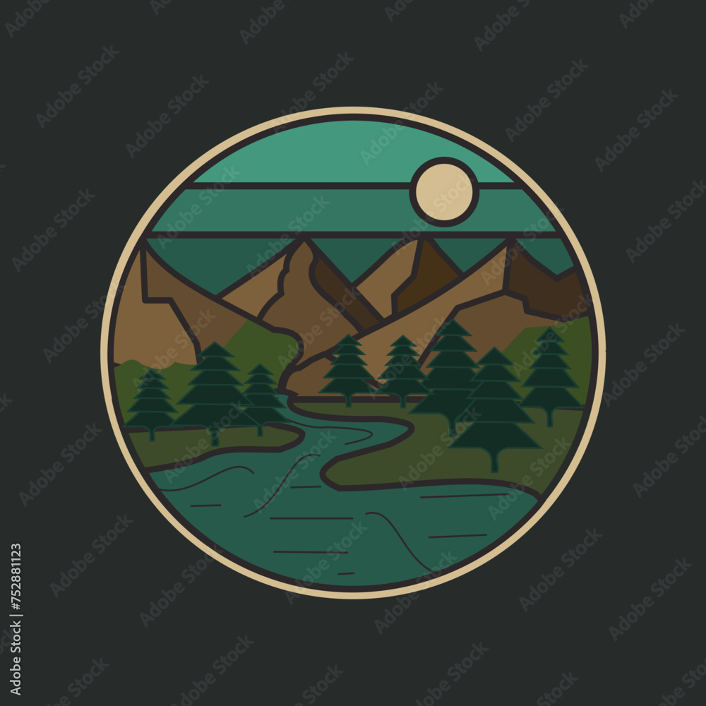 Fototapeta premium Night Mountain Emblem Design 