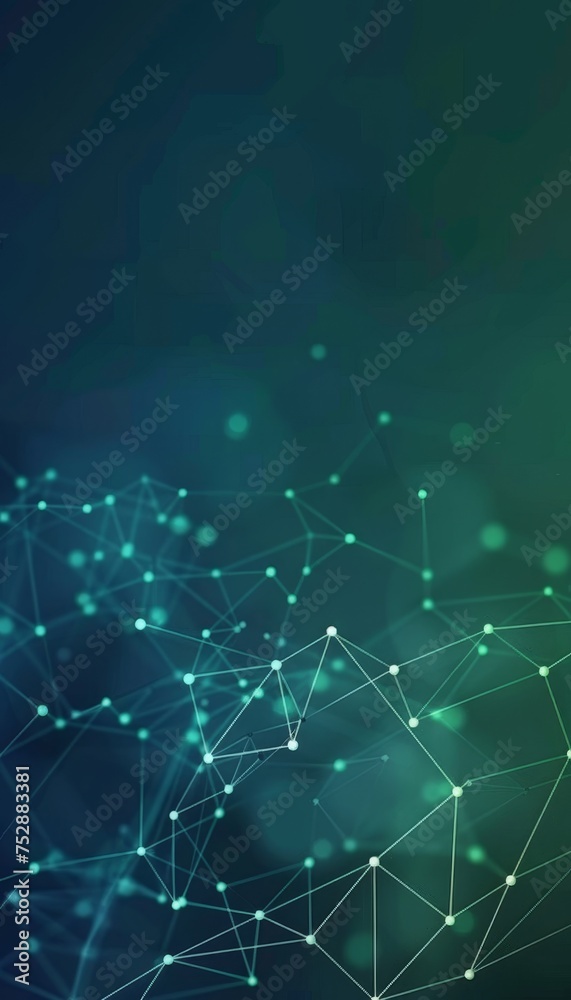Blue and green cyber nano data background with big data, ai, internet network, communication concept