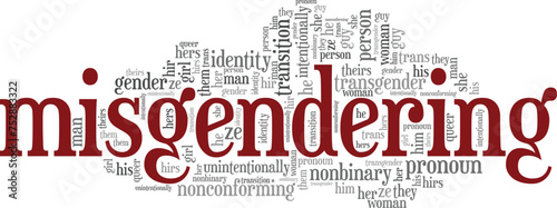 Misgendering word cloud conceptual design isolated on white background.