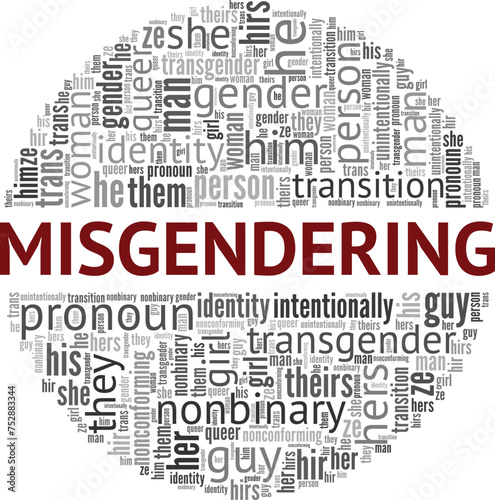 Misgendering word cloud conceptual design isolated on white background.