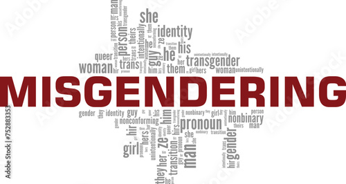Misgendering word cloud conceptual design isolated on white background.