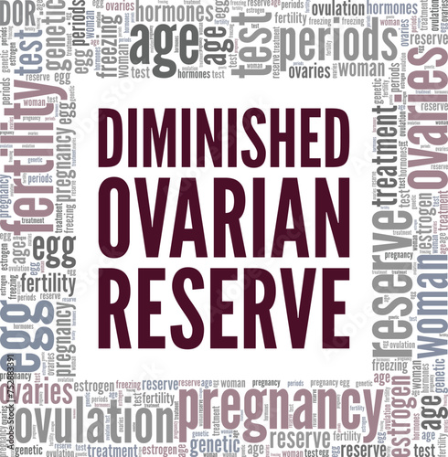 DOR Diminished Ovarian Reserve word cloud conceptual design isolated on white background.