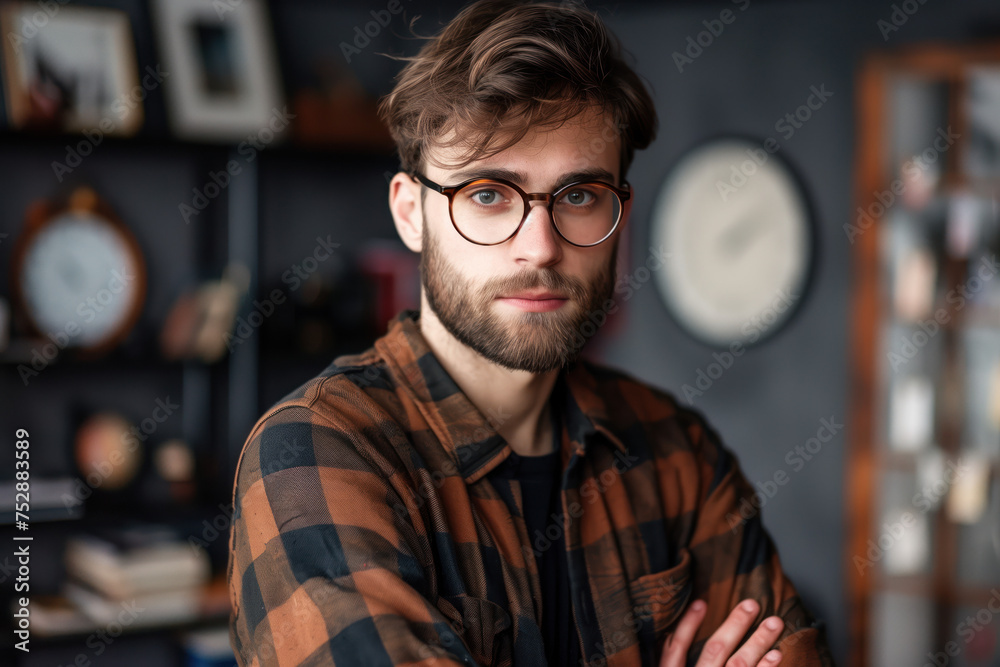 Portrait of a confident creative professional. Created with Generative AI technology. Portrait of a confident creative professional. Created with Generative AI technology.