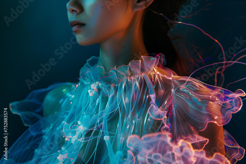 
jellyfish inspired designer fashion dress on model photo