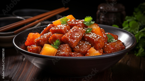 Flavorful Sweet and Sour Pork: Tender Pork in Glossy Sauce, Asian Culinary Tradition