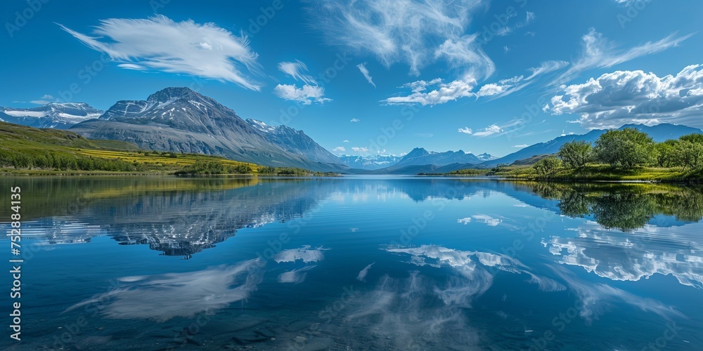 Calm clear lake with beautiful mountain landscape Calm clear lake with beautiful mountain landscape