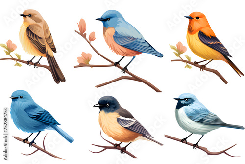 collection of realistic birds illustration, ai generated