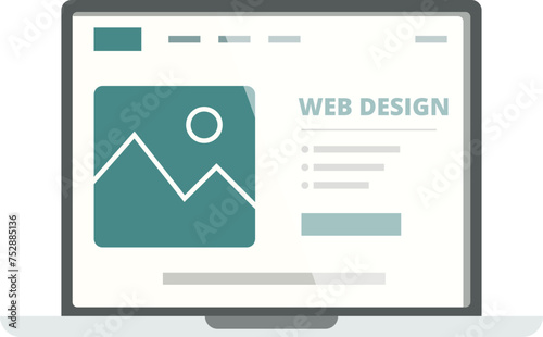 Laptop modern web design icon cartoon vector. View service product. Marketing site