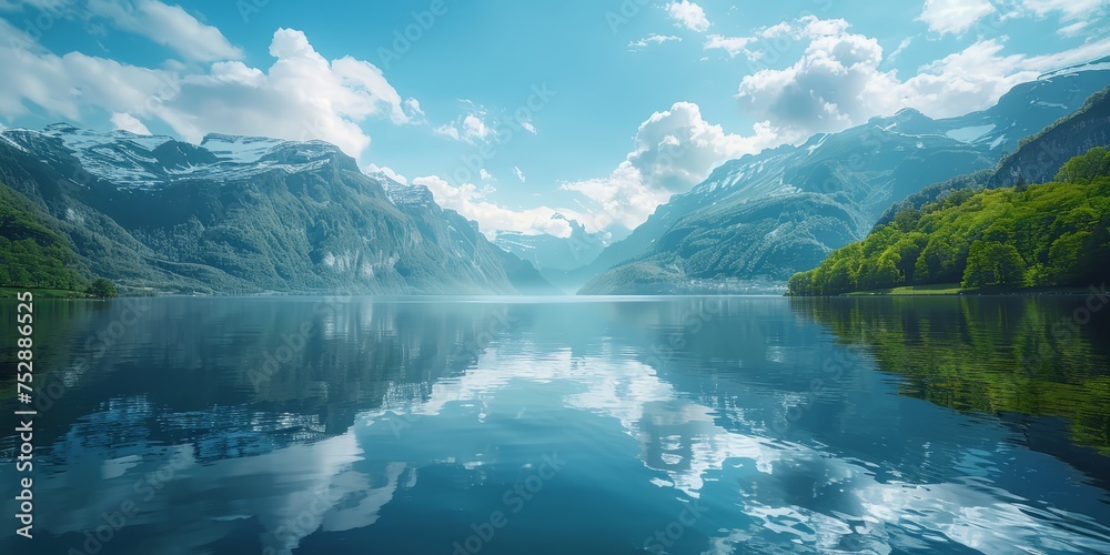 Fototapeta premium Breathtaking landscape with lake in the beautiful mountains