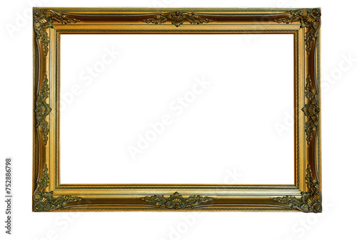 Obraz na płótnie Ornamental wooden gold frame isolated with clipping path w salonie