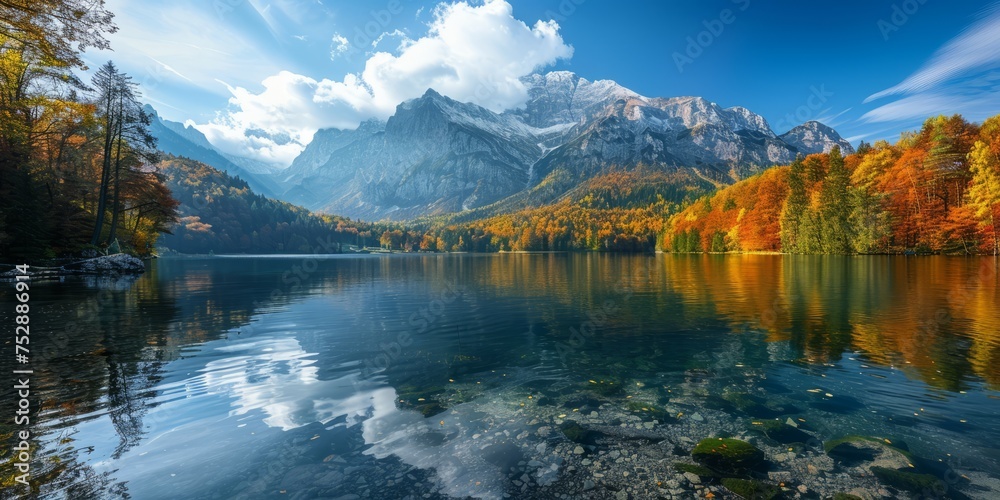 breathtaking landscapes lake in Autumn