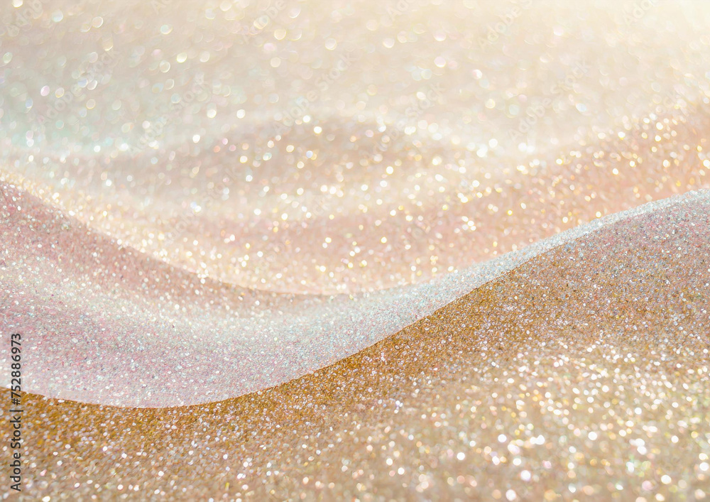 Naklejka premium キラキラのベージュのウェーブ背景