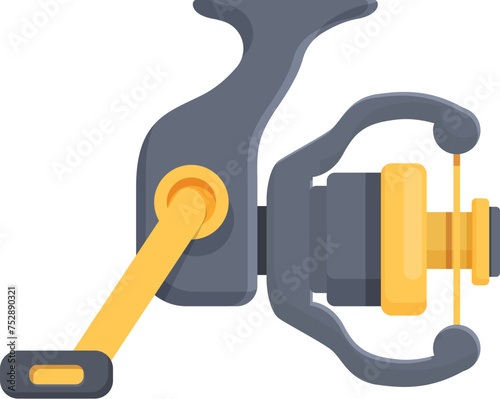 Fishing rod bobine icon cartoon vector. Catch marine fish. Sonar fisher tackle