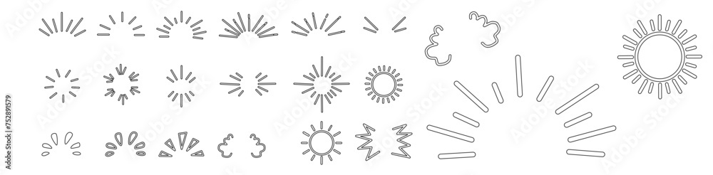 Monochrome Vector Decorative Sunburst Set Monochrome Vector Decorative Sunburst Set