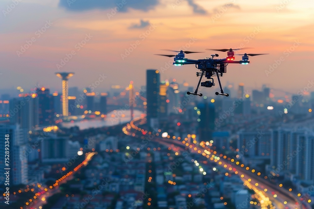 AI Drone Over Smart City