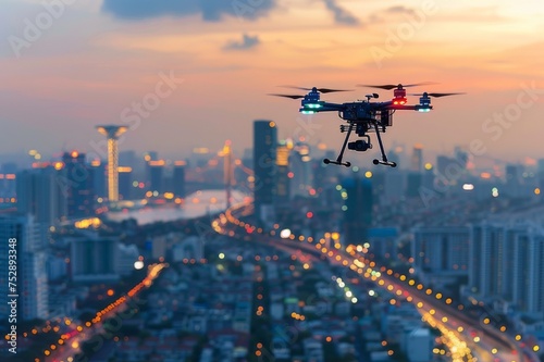 AI Drone Over Smart City