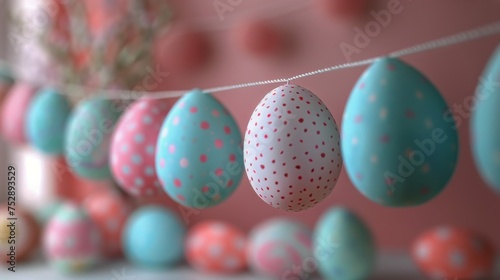 A Row of Painted Eggs on a Table