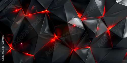 Glowing Abstract Geometric Pentagon, Hexagon Velocity Turning Shapes Background Dark Red background, Generative Ai