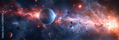 Dreamlike Space Wallpaper with Planets and Stars, To provide a visually striking and immersive representation of space for use as a desktop or device