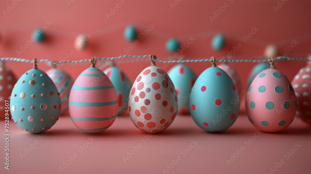 A Row of Painted Eggs on a Table