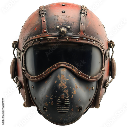Antique pilot helmet isolated on transparent background ,generative ai