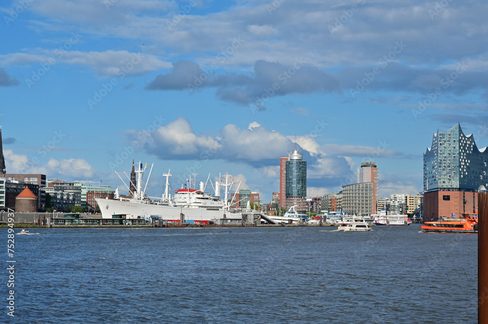 Panorama of Hamburg with the old port